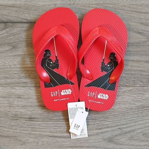 New With Tags Gap Kids / Star Wars™ Red Size 10/11 Flip Flops - Picture 4 of 10